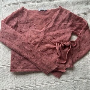 Elegant Dusty Pink Wrap Cardigan